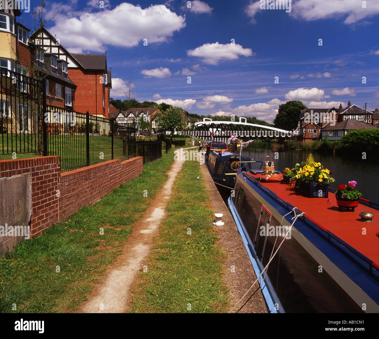 The River Weaver and Waterside Houses, Northwich, Cheshire, England, UK