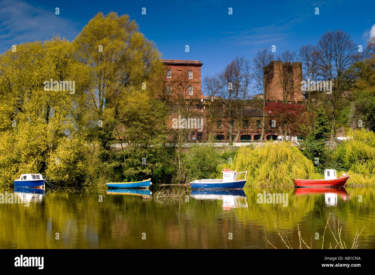 Fishing Boats on the River Dee Below Chester Castle, Chester, Cheshire