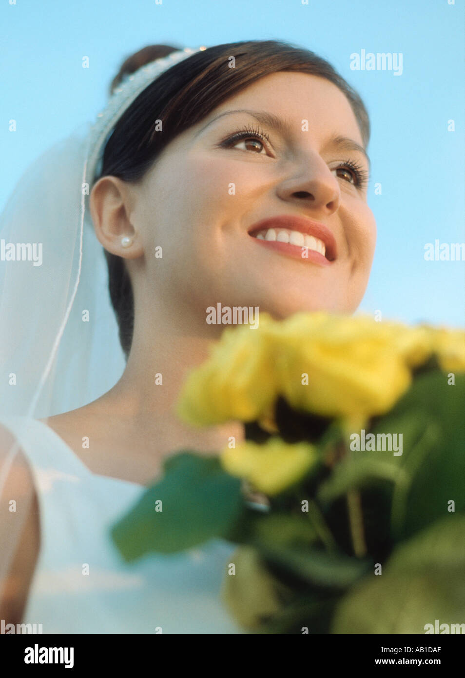 Portrait of bride outdoors Stock Photo