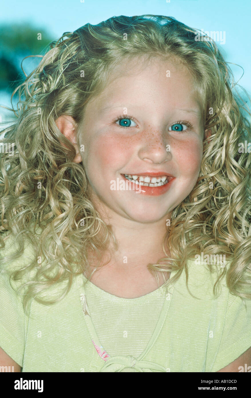 Portrait of girl with curly hair Stock Photo