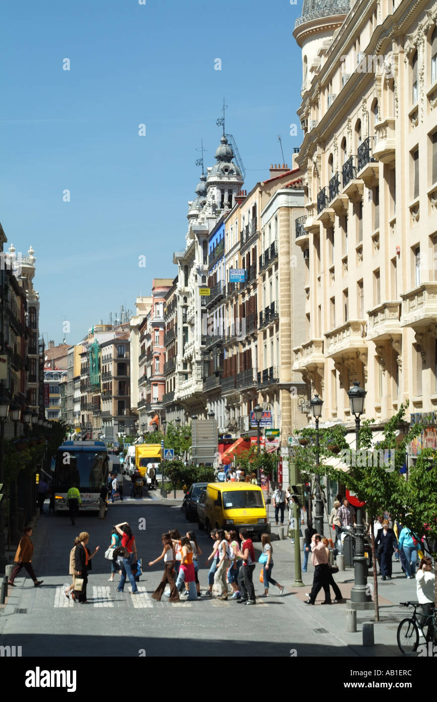 Puerta del Sol central Madrid Spain Europe EU. Shopping retail outlets