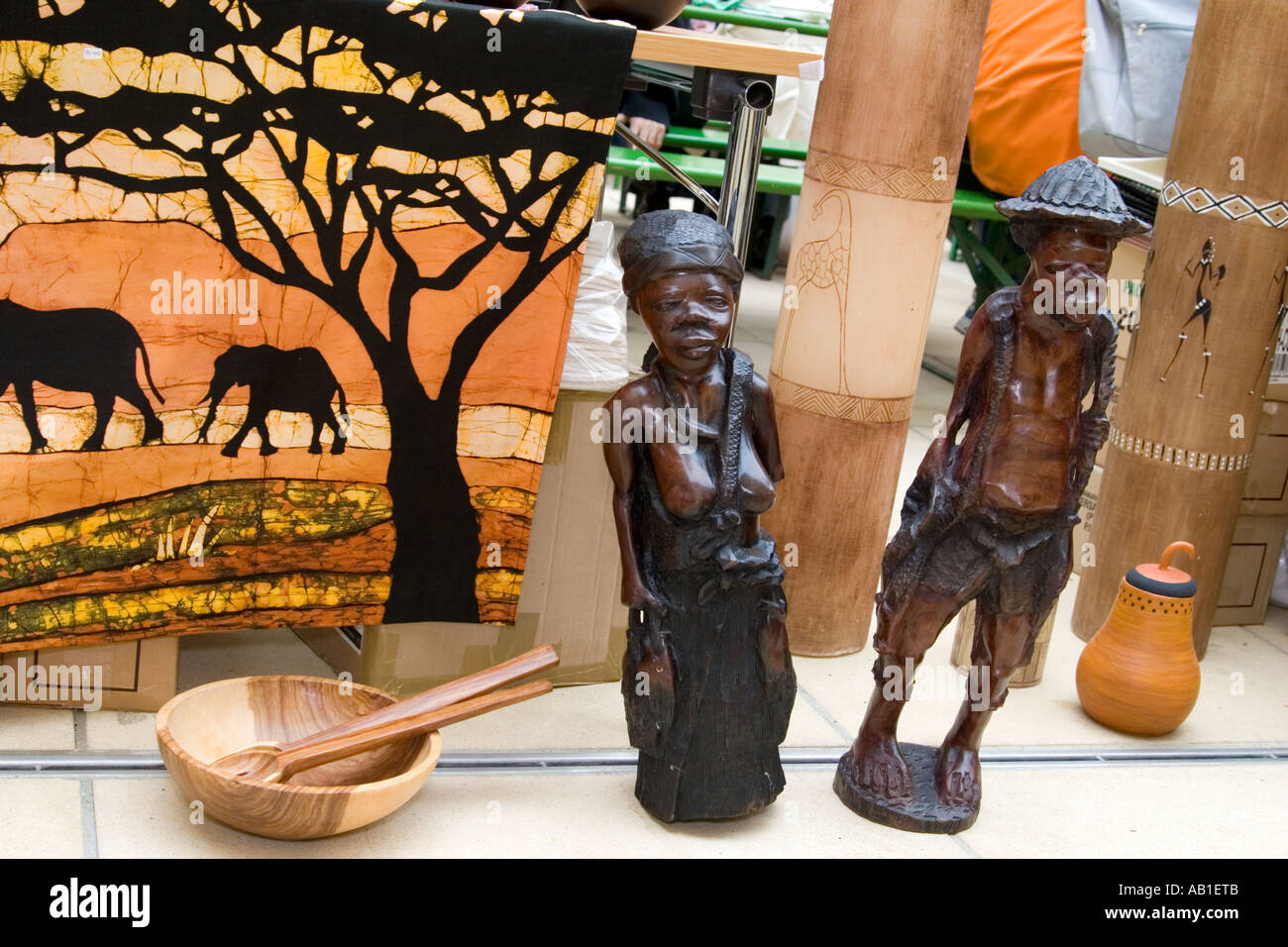 South African arts and crafts wooden statues Stock Photo Alamy