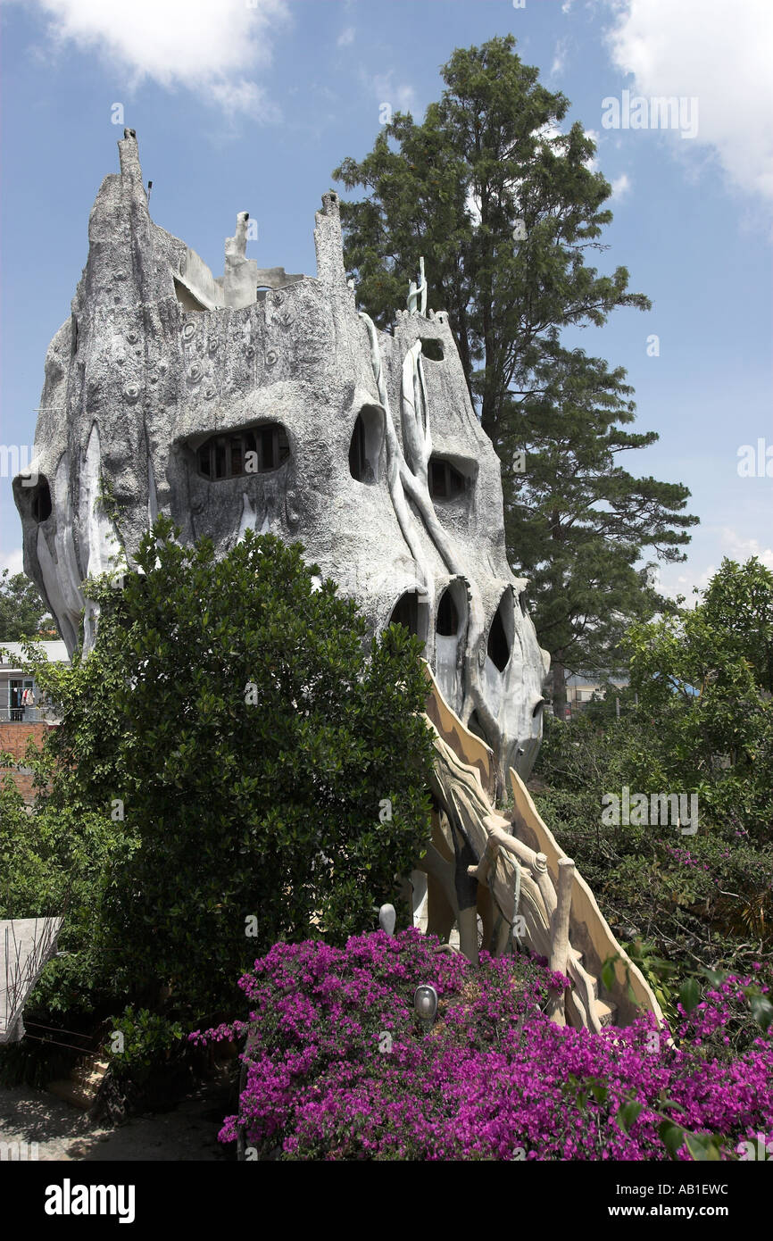 Part of exterior Hang Nga Guesthouse or Crazy House architects fanciful building Dalat south east Vietnam Stock Photo
