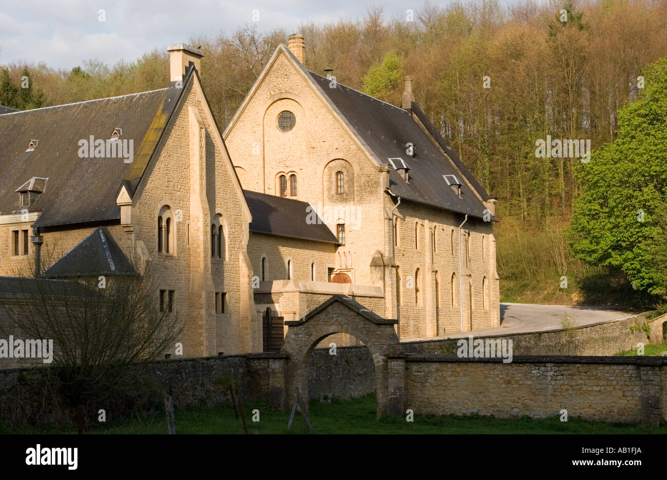 Abbaye d'Orval monastery in Luxembourg Belgium view of the brewery building Stock Photo