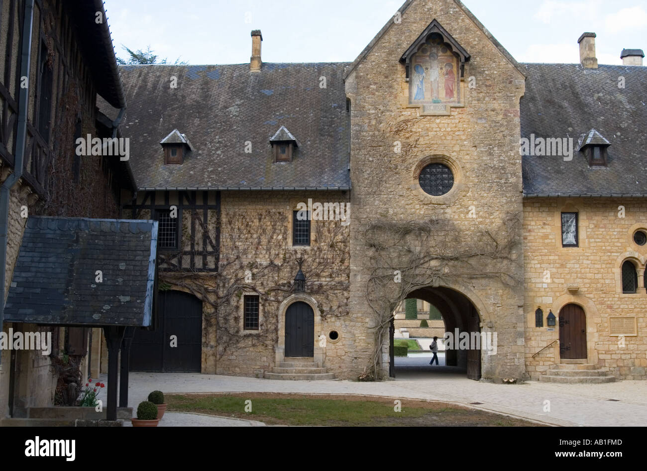 Gate to the Abbaye d’Orval monastery at Orval in the Province of Luxembourg Belgium Stock Photo
