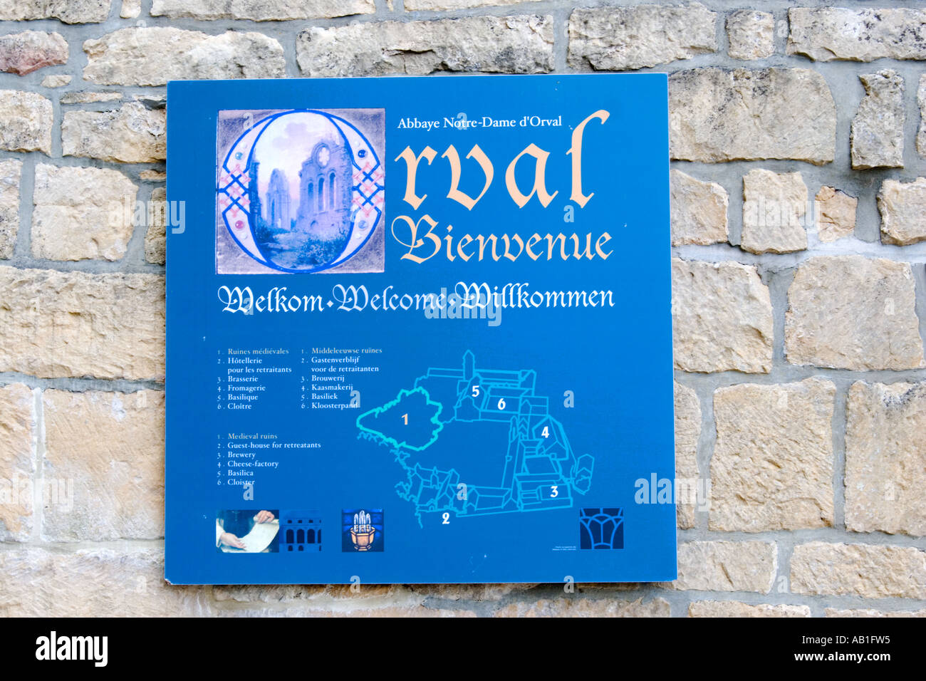 Entry sign at Abbaye d’Orval monastery Orval Belgium Stock Photo
