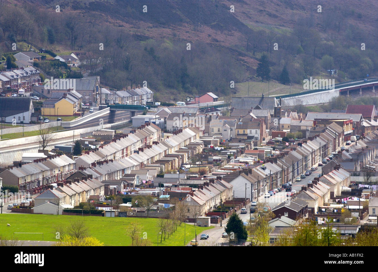 View over Cwm village near Ebbw Vale Blaenau Gwent South Wales UK Stock