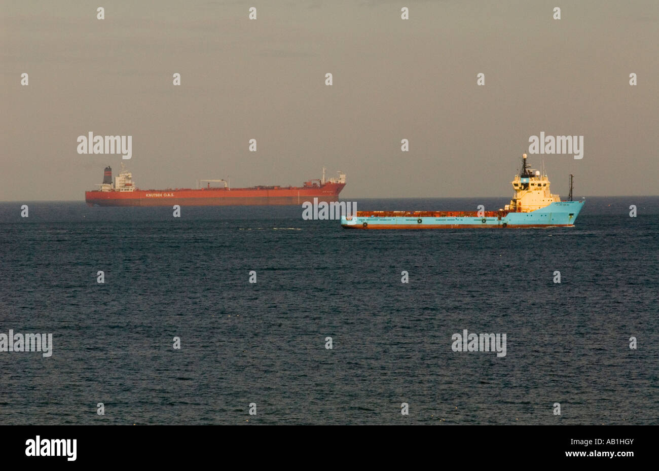oil tanker and standby vessel Stock Photo Alamy