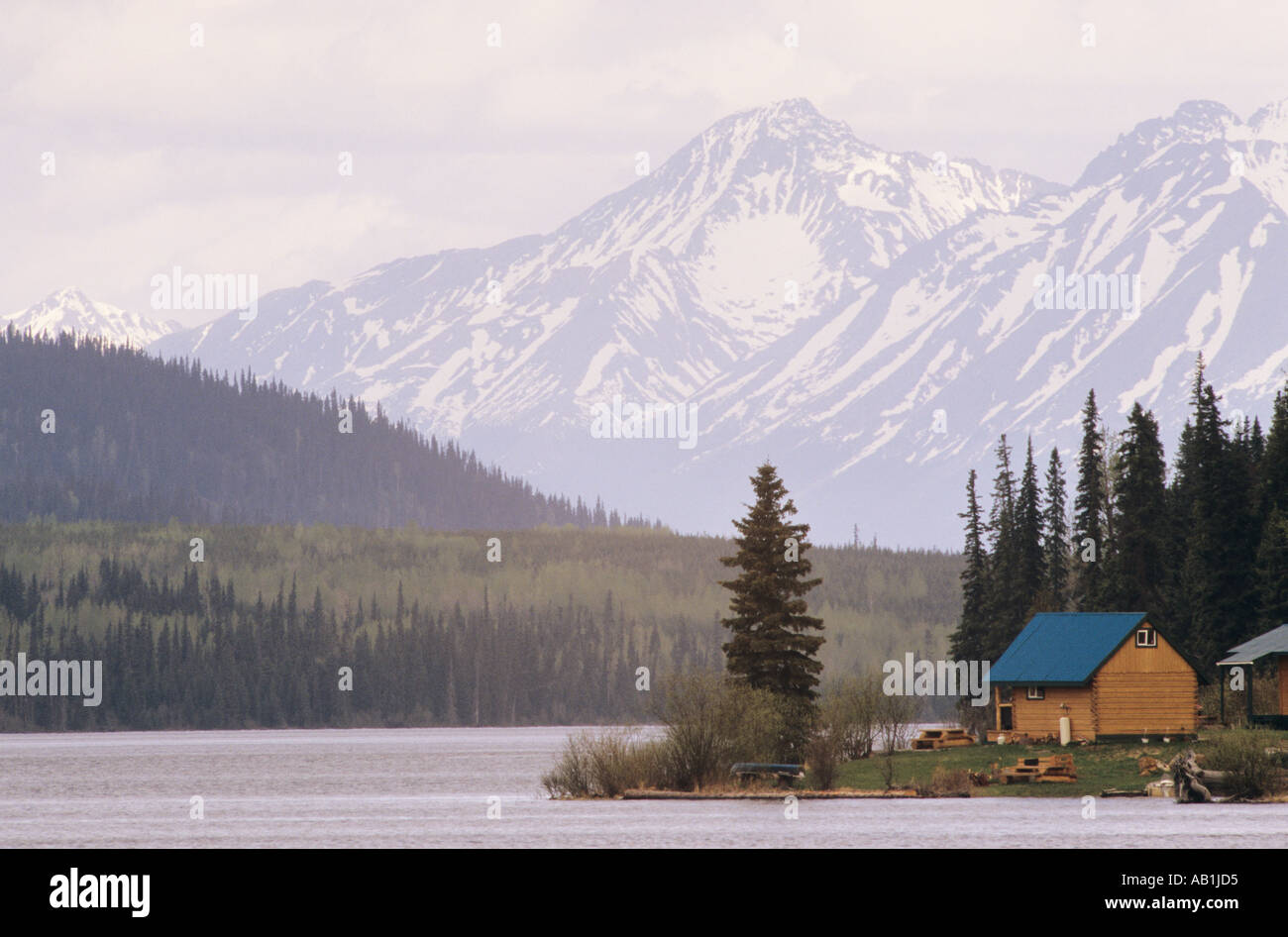 Cabins at Chapman Lake BC Stock Photo Alamy