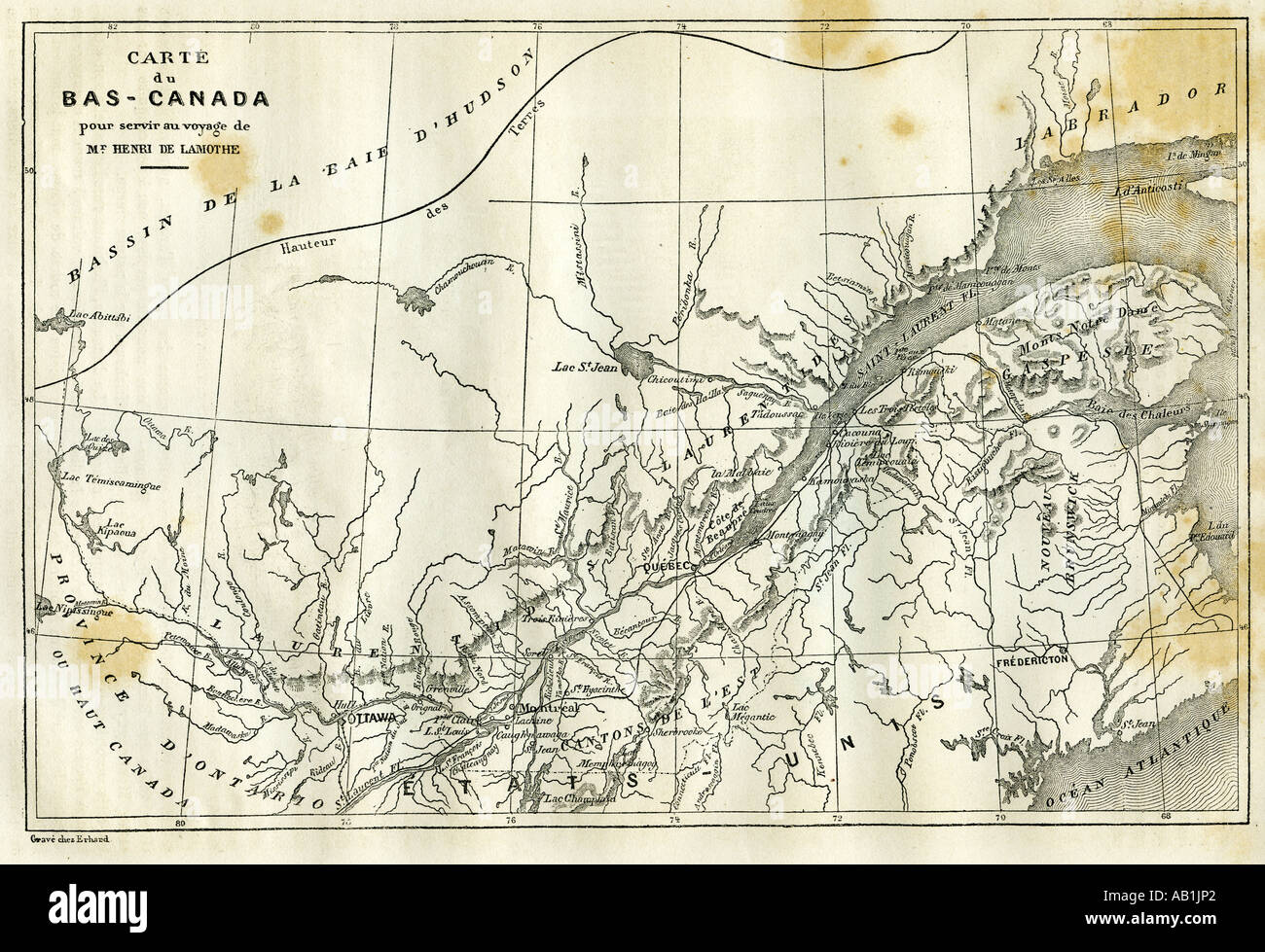 Map carte Canada 19th century Stock Photo