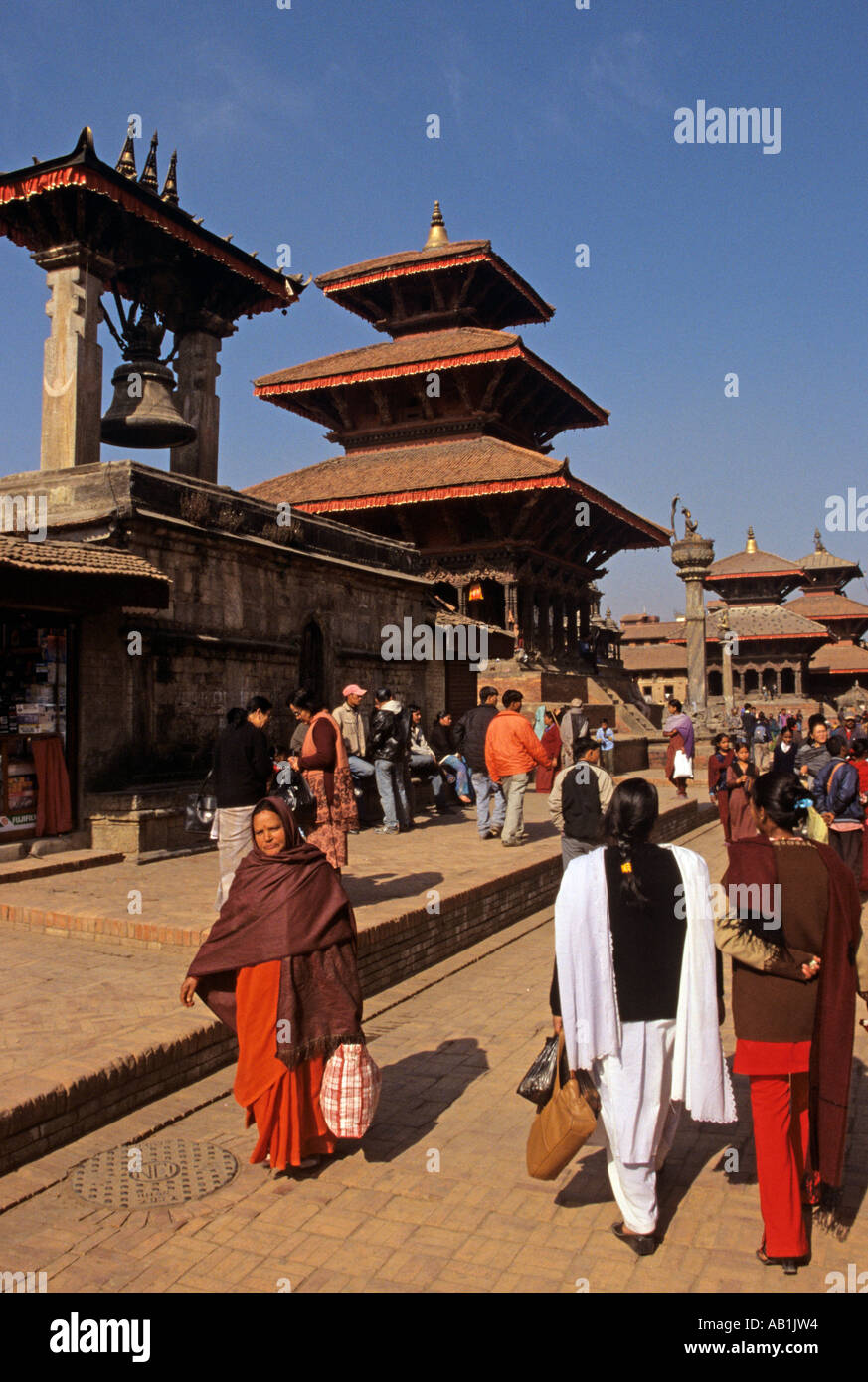 A bustling street scene in Patan Nepal Stock Photo