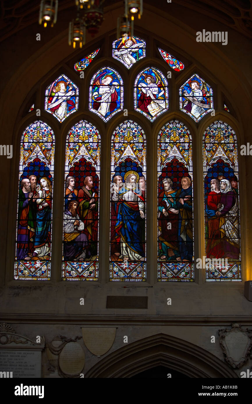 Stained Glass Window in Bath Abbey, City of Bath, Somerset, England, UK ...