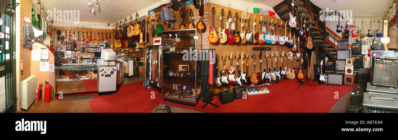 Interior music shop alligator Stockport UK Stock Photo