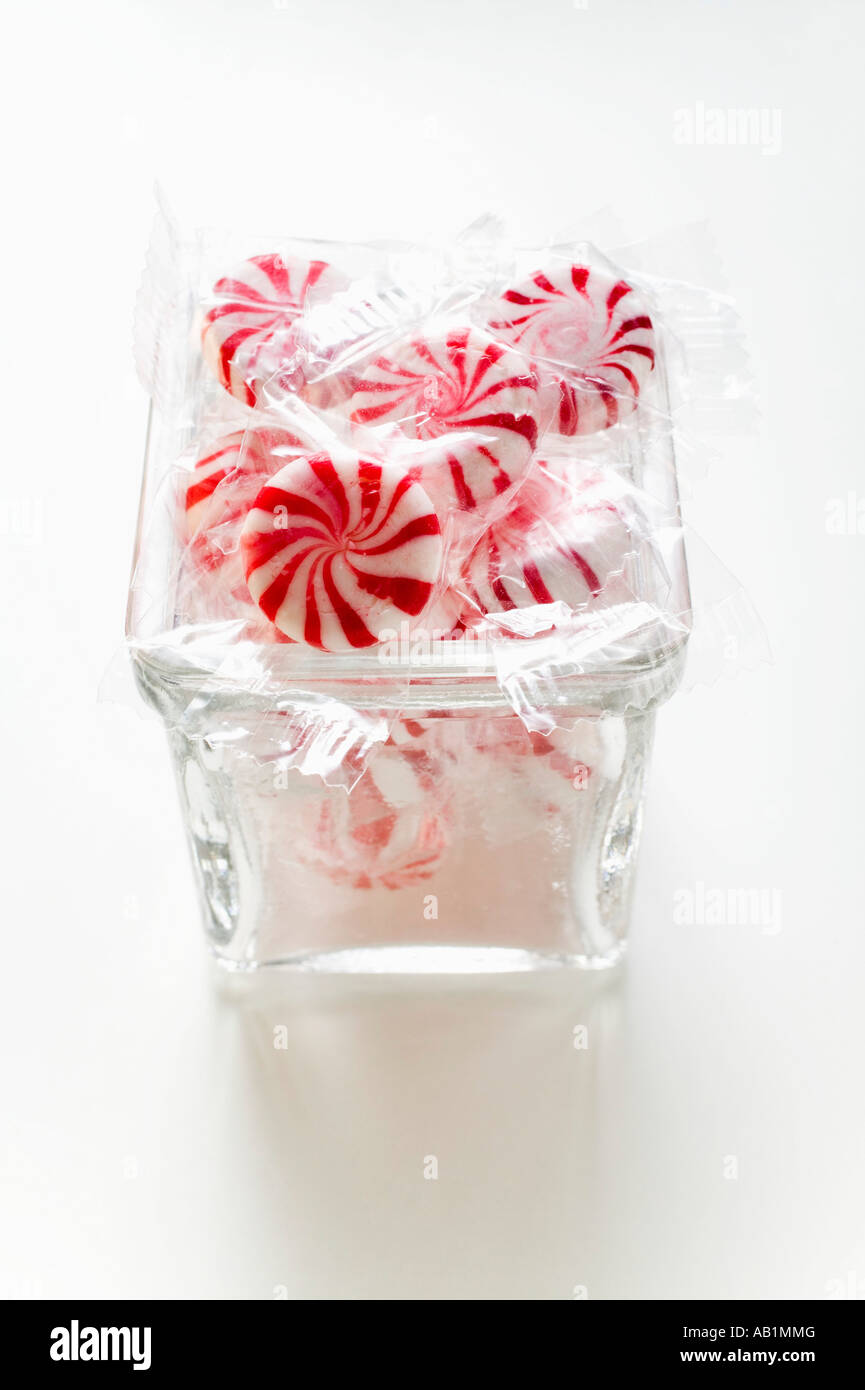 Starlite Mints peppermints USA in glass bowl FoodCollection Stock Photo