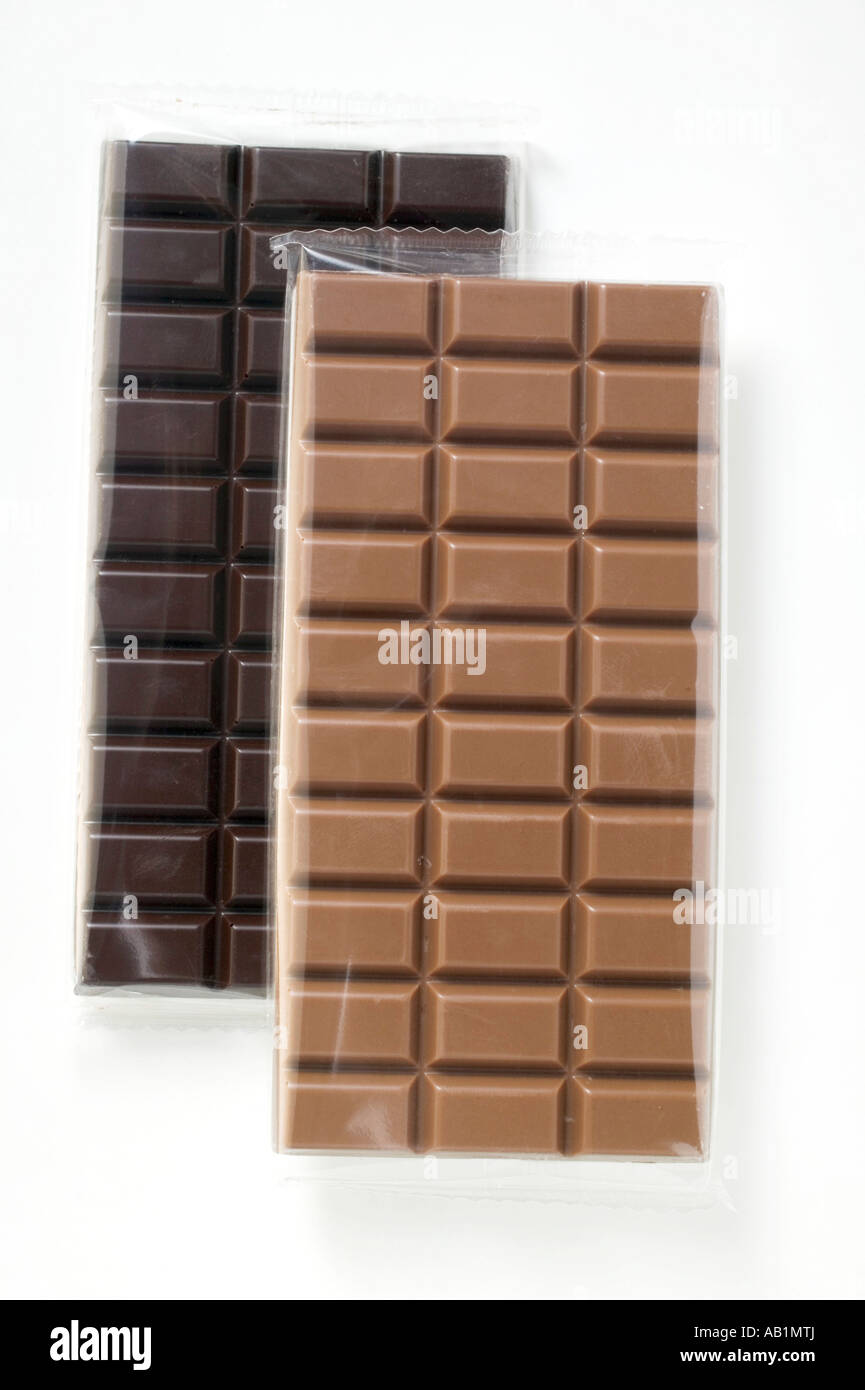 Two bars of chocolate dark chocolate and milk chocolate FoodCollection Stock Photo
