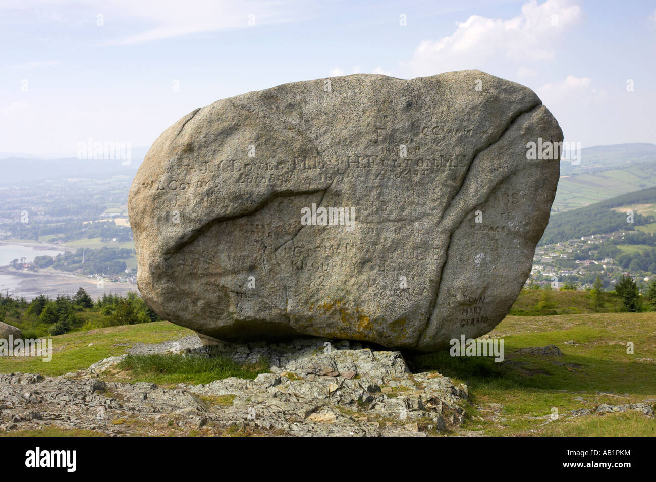 Close up of the rock and base of the The cloughmore stone Stock Photo