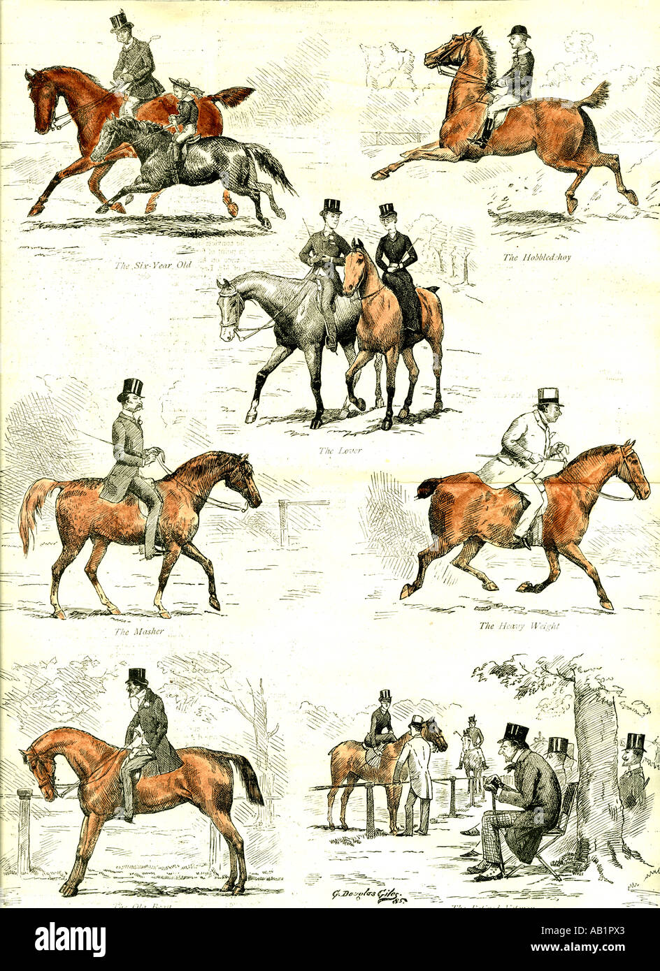 Horsemanship U K 1885 the seven ages of horsemanship Stock Photo