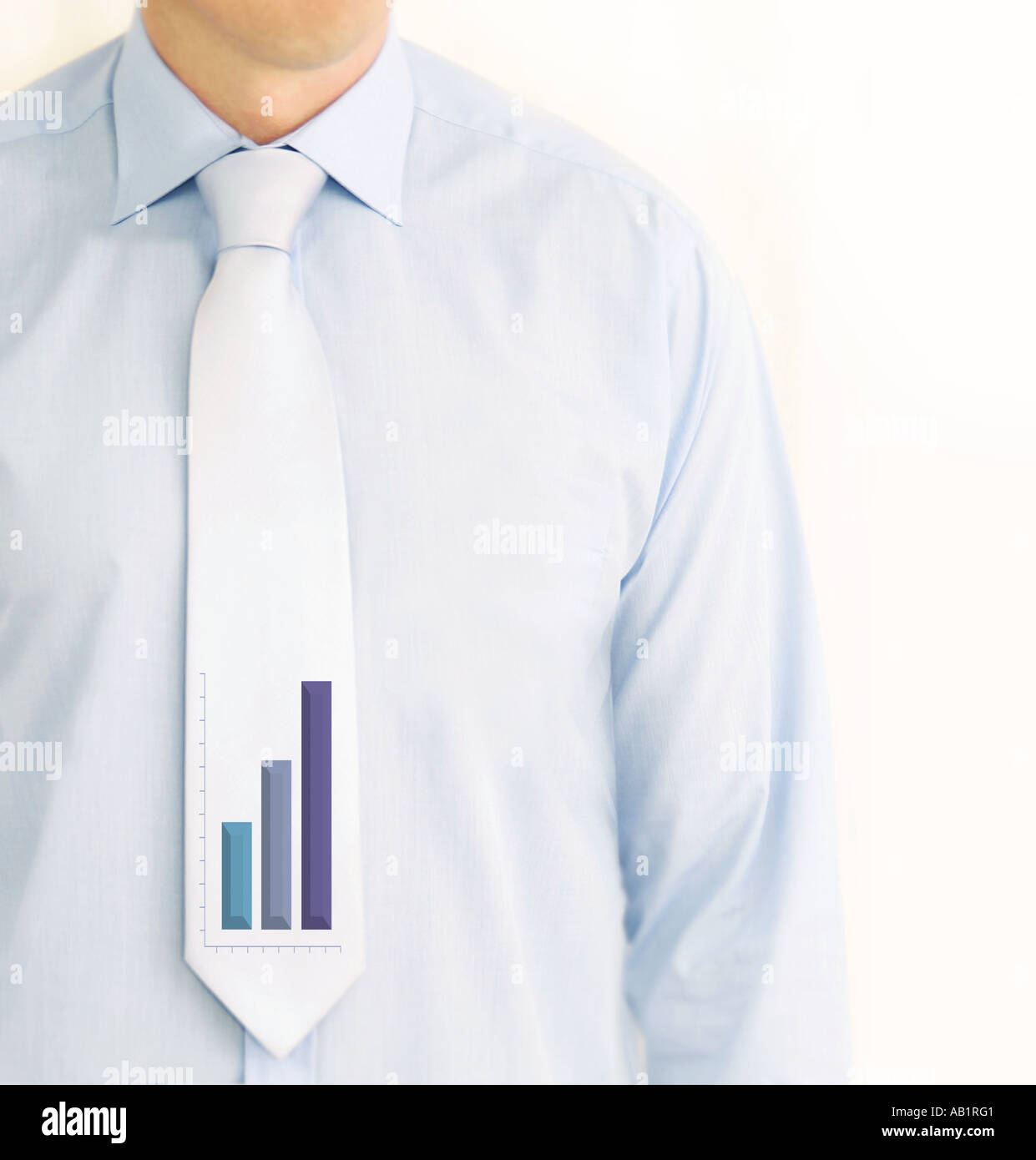 business man with a bar chart on his tie Stock Photo