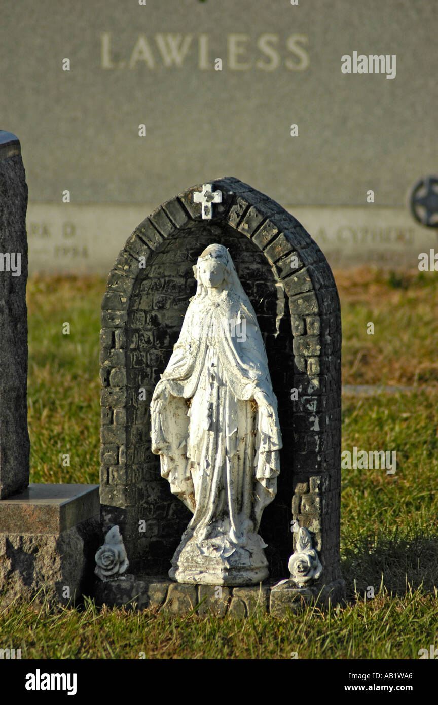 Grave markers in cemetery in southern USA America and cleaning site