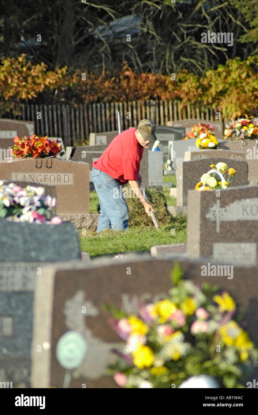 Grave markers in cemetery in southern USA America and cleaning site
