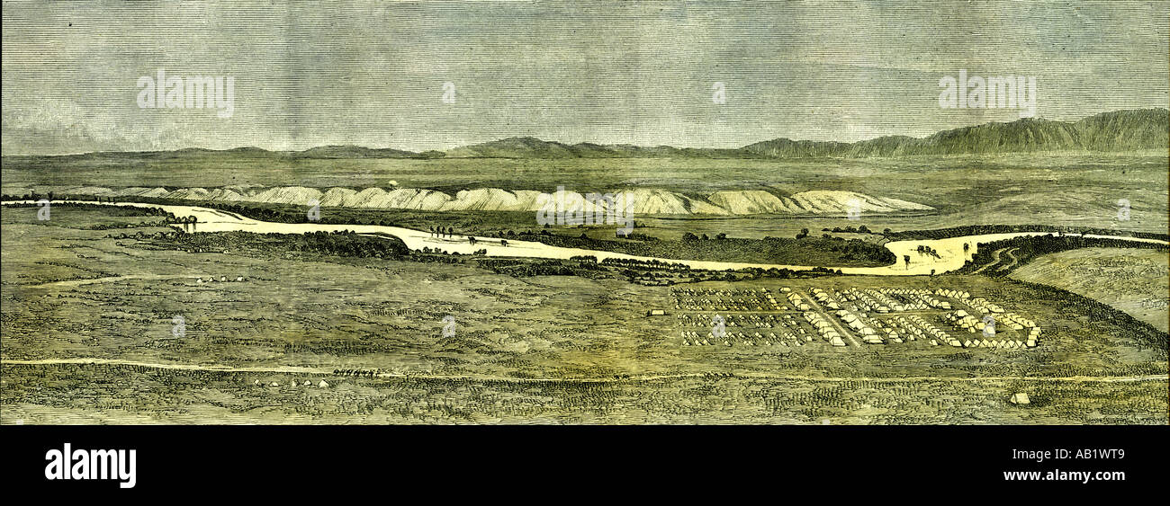 Afganistan near Tirpul 1885 the camp of the Afghan boundary in the valley of the Hari Rud Stock Photo