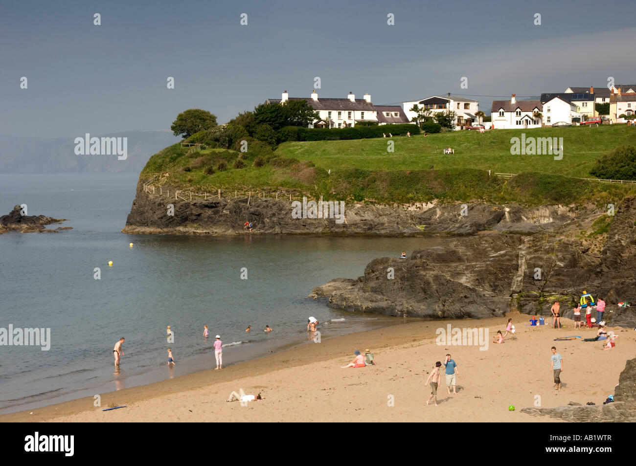 Aberporth beach Cardigan Bay Ceredigion west wales sandy cove and