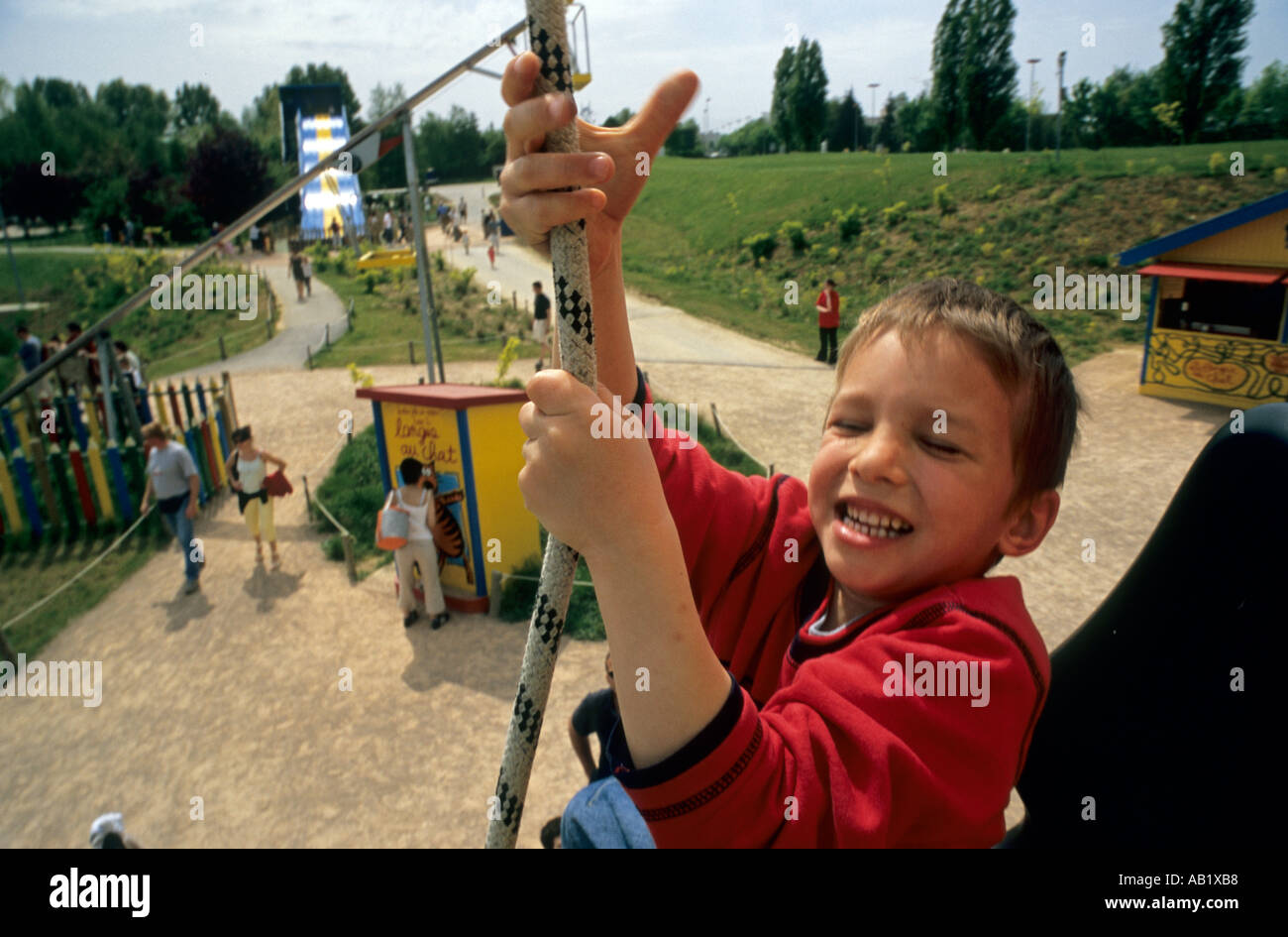 Elancourt France Miniature boy pulling a rope Stock Photo