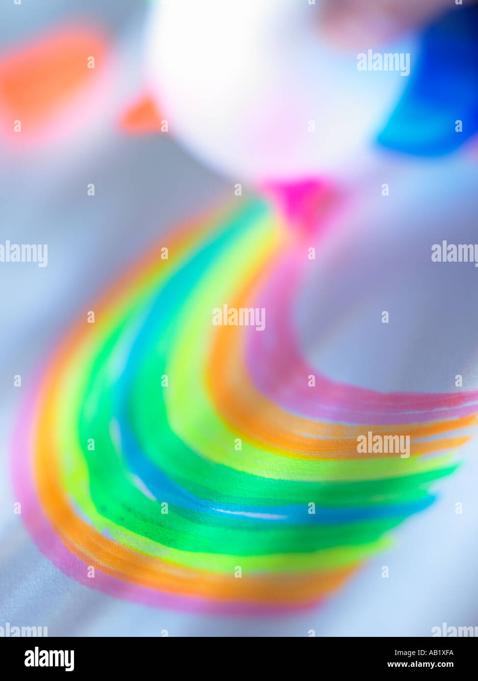 child s rainbow drawing Stock Photo