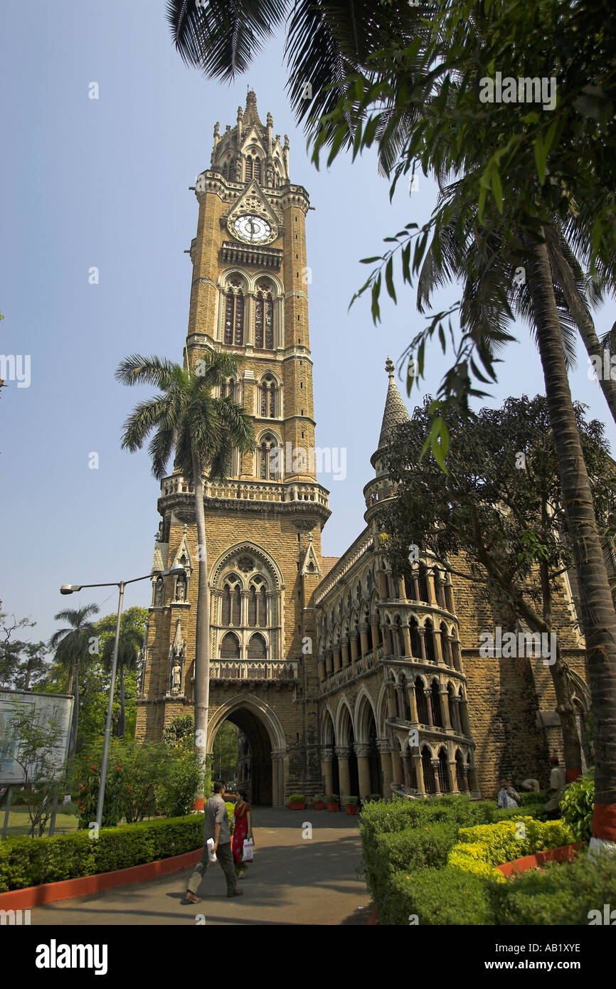 Bombay University and library with Rajabai Tower and clock Churchgate Mumbai India Stock Photo