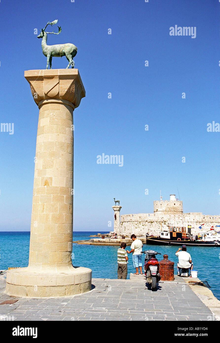Mandraki harbour in Rhodes Stock Photo - Alamy