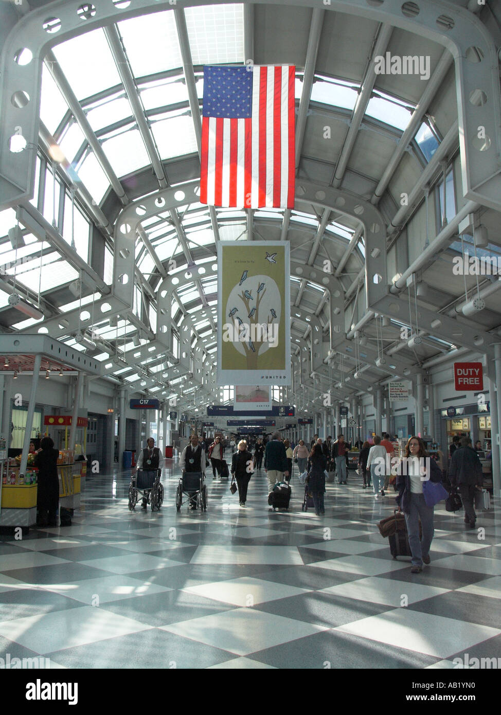 Stars and Stripes American flag Concourse C United Airlines terminal