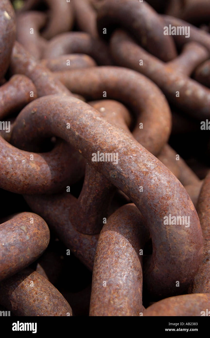 Rusty chains at the quay of Buckler's Hard, Hampshire Stock Photo Alamy