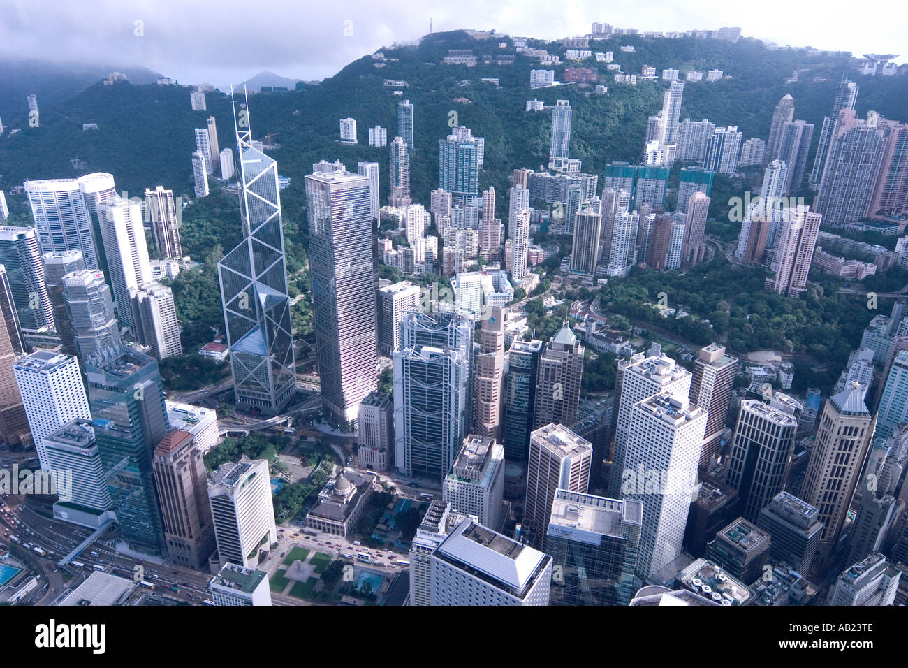 Hong Kong aerial view hong kong mid levels central and lan kwai fong