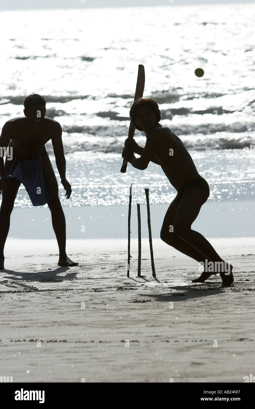 Beach cricket with bat sticks for stumps and tennis ball Fatrade Beach