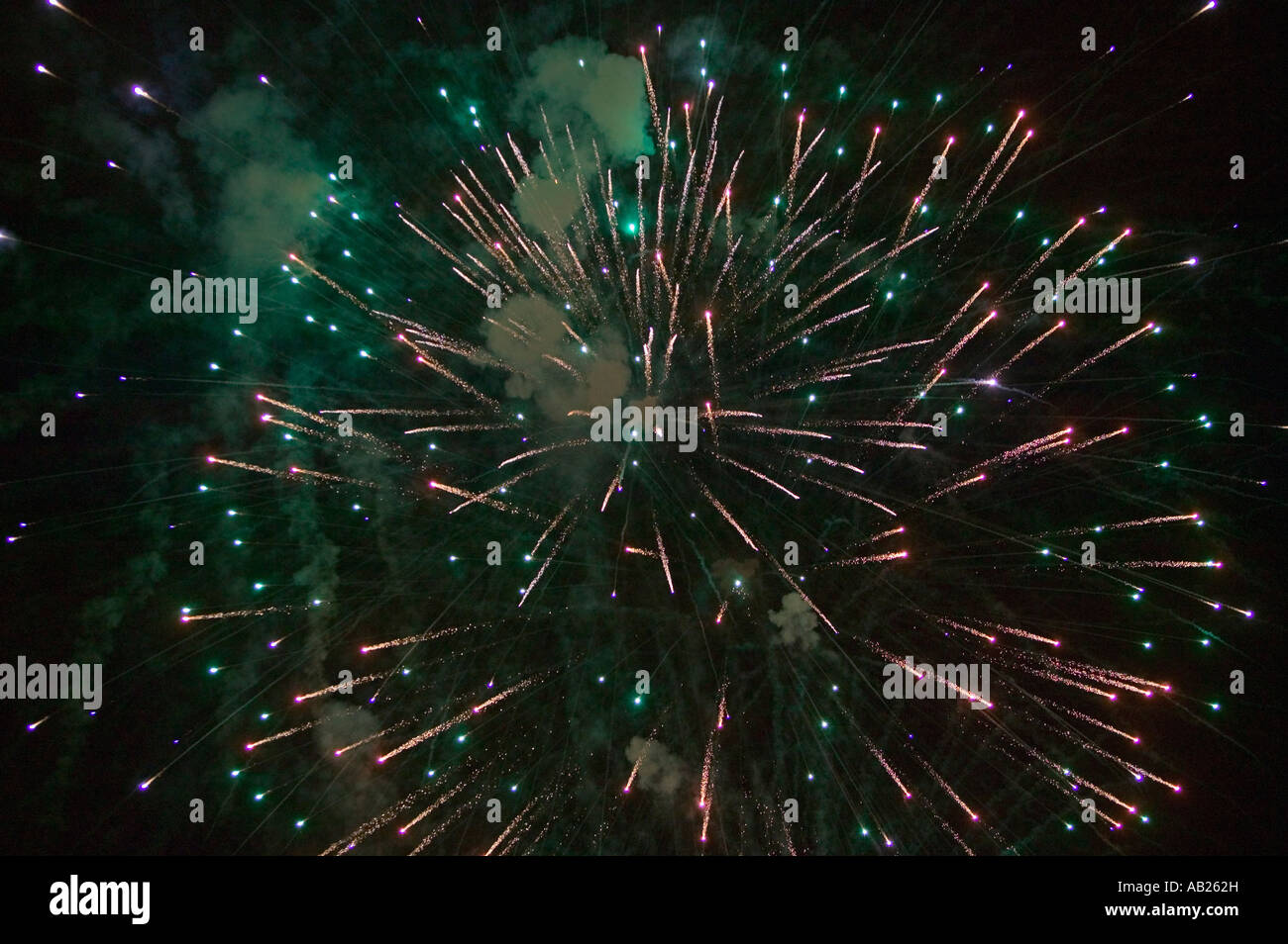Fourth of July celebration with fireworks exploding Independence Day