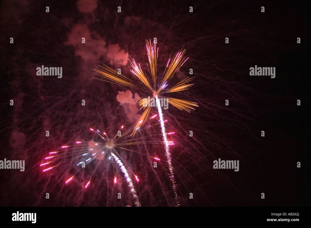 Fourth of July celebration with fireworks exploding Independence Day