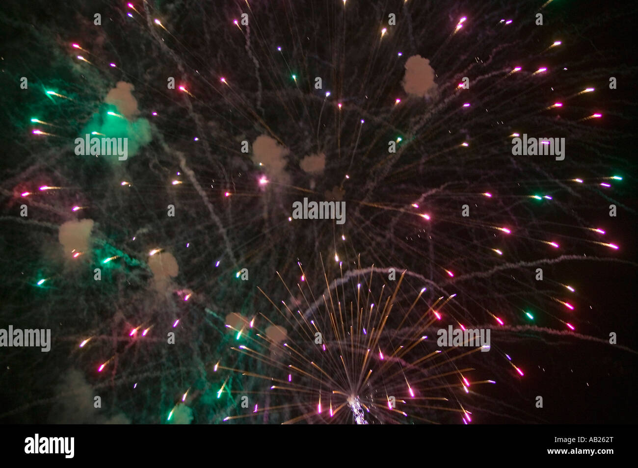 Fourth of July celebration with fireworks exploding Independence Day