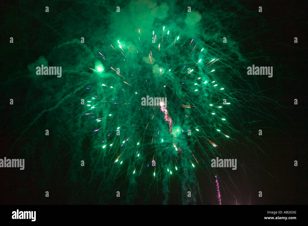 Fourth of July celebration with fireworks exploding Independence Day