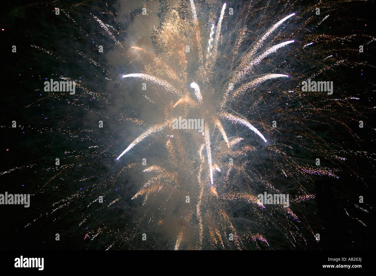 Fourth of July celebration with fireworks exploding Independence Day