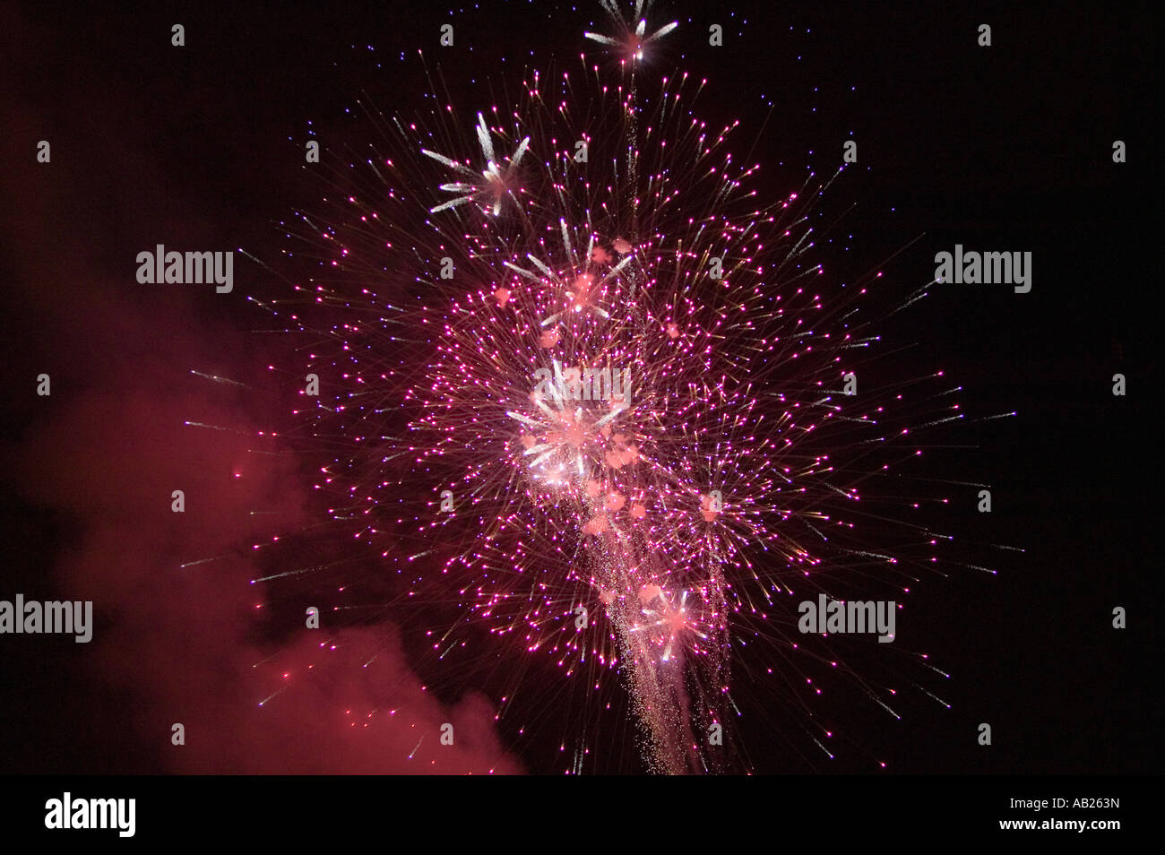 Fourth of July celebration with fireworks exploding Independence Day