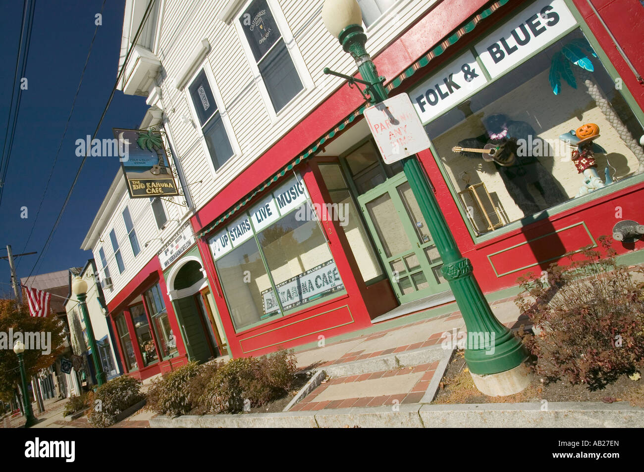 Storefronts on main street New Hampshire New England Stock Photo Alamy