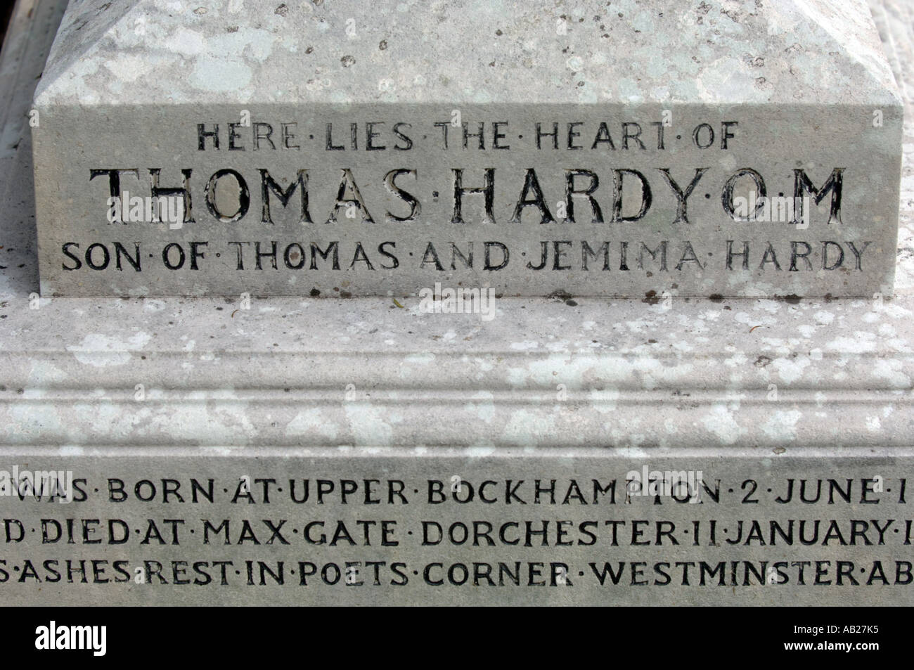 Grave of Thomas Hardy in Stinsford Churchyard in Dorset Britain UK Stock Photo