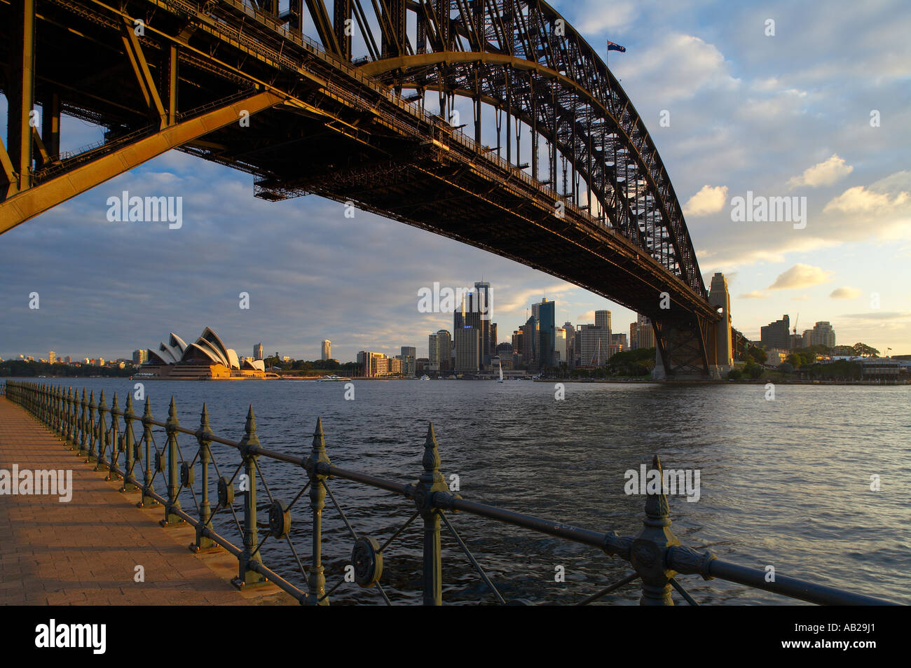 the Harbour Bridge Opera House city centre from Milsons Point Sydney New South Wales Australia Stock Photo