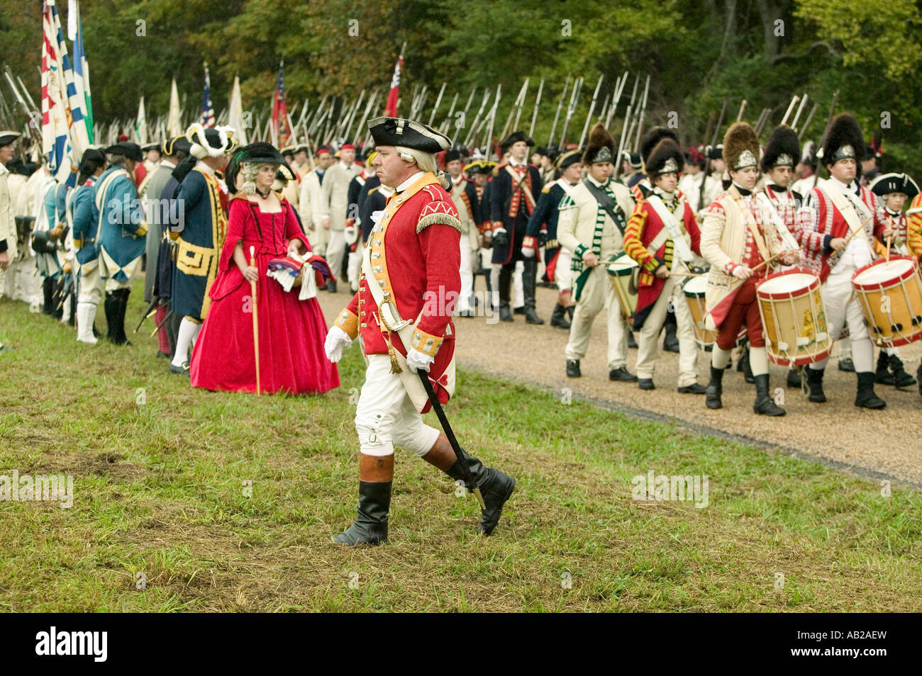 British fife and drum marches on Surrender Road at the 225th
