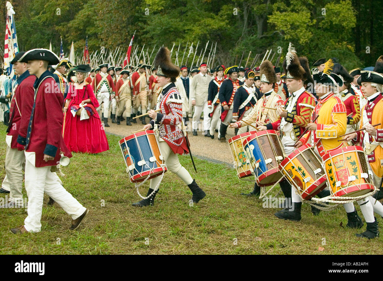 British fife and drum marches on Surrender Road at the 225th