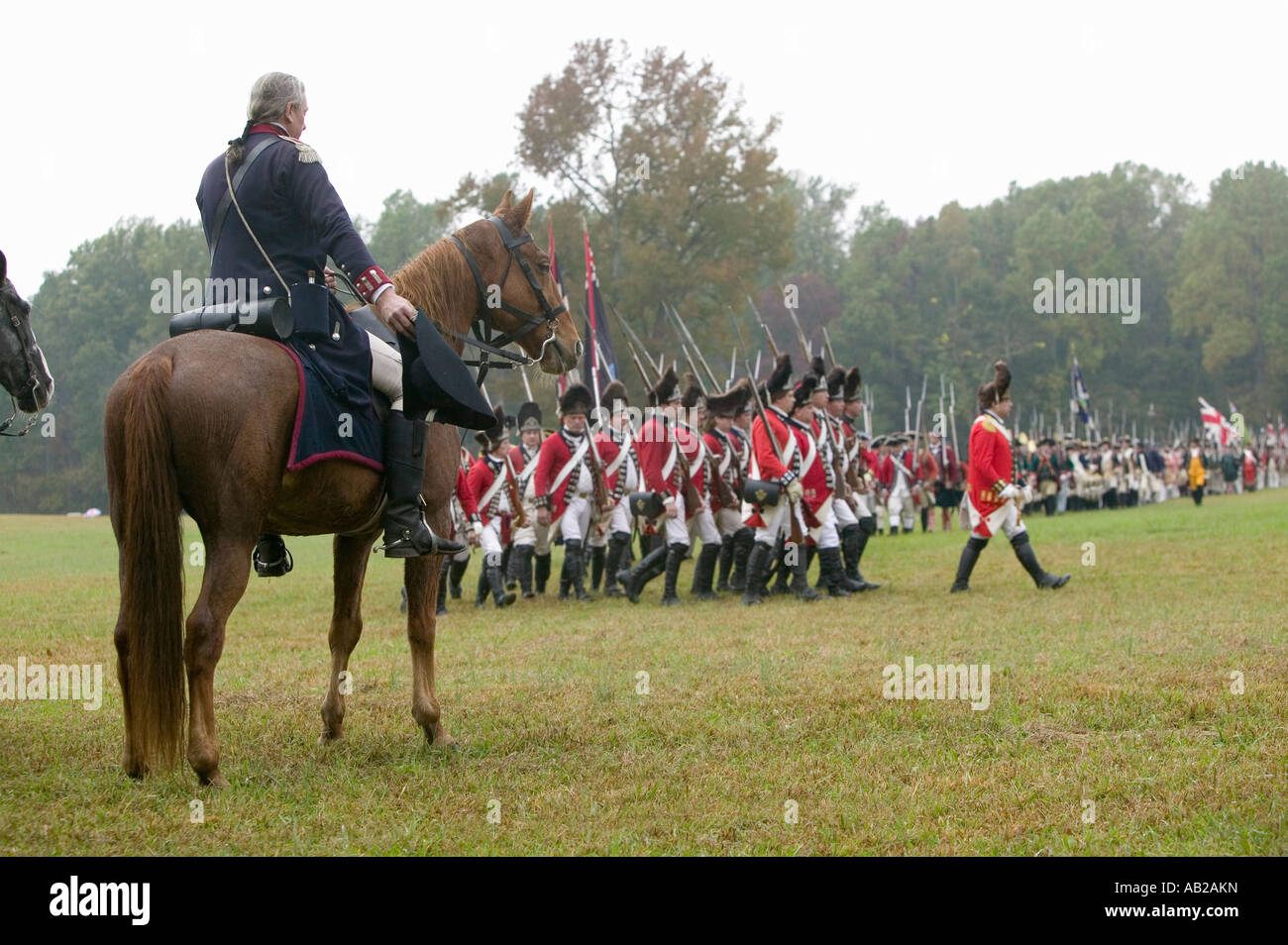 General George Washington salutes British column as they pass at the 225th Anniversary of the Victory at Yorktown a reenactment Stock Photo