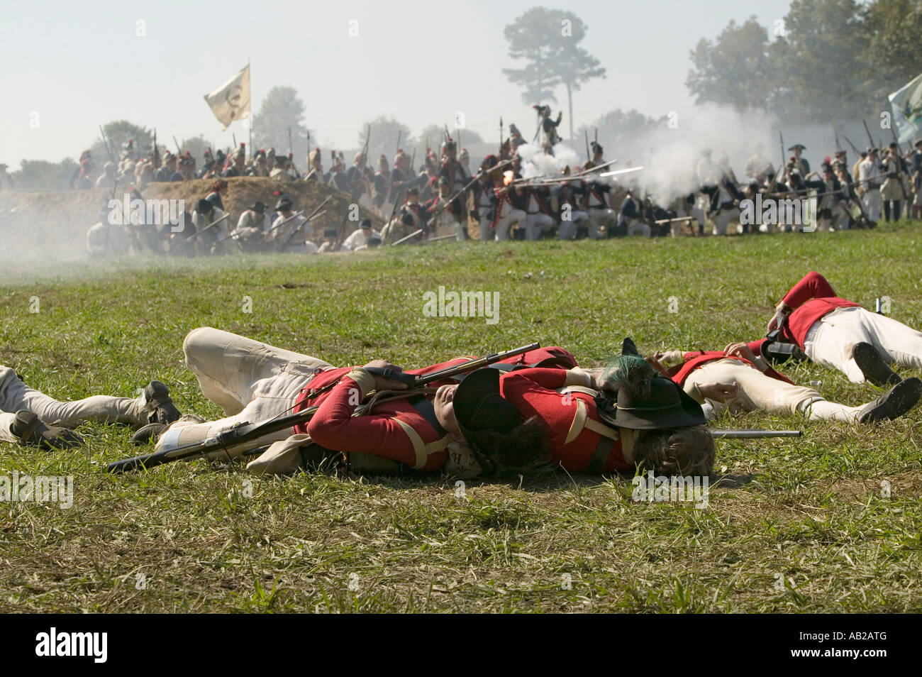 Re enactment of Attack on Redoubts 9 10 where the major infantry action of the siege of Yorktown took place General Washingt Stock Photo