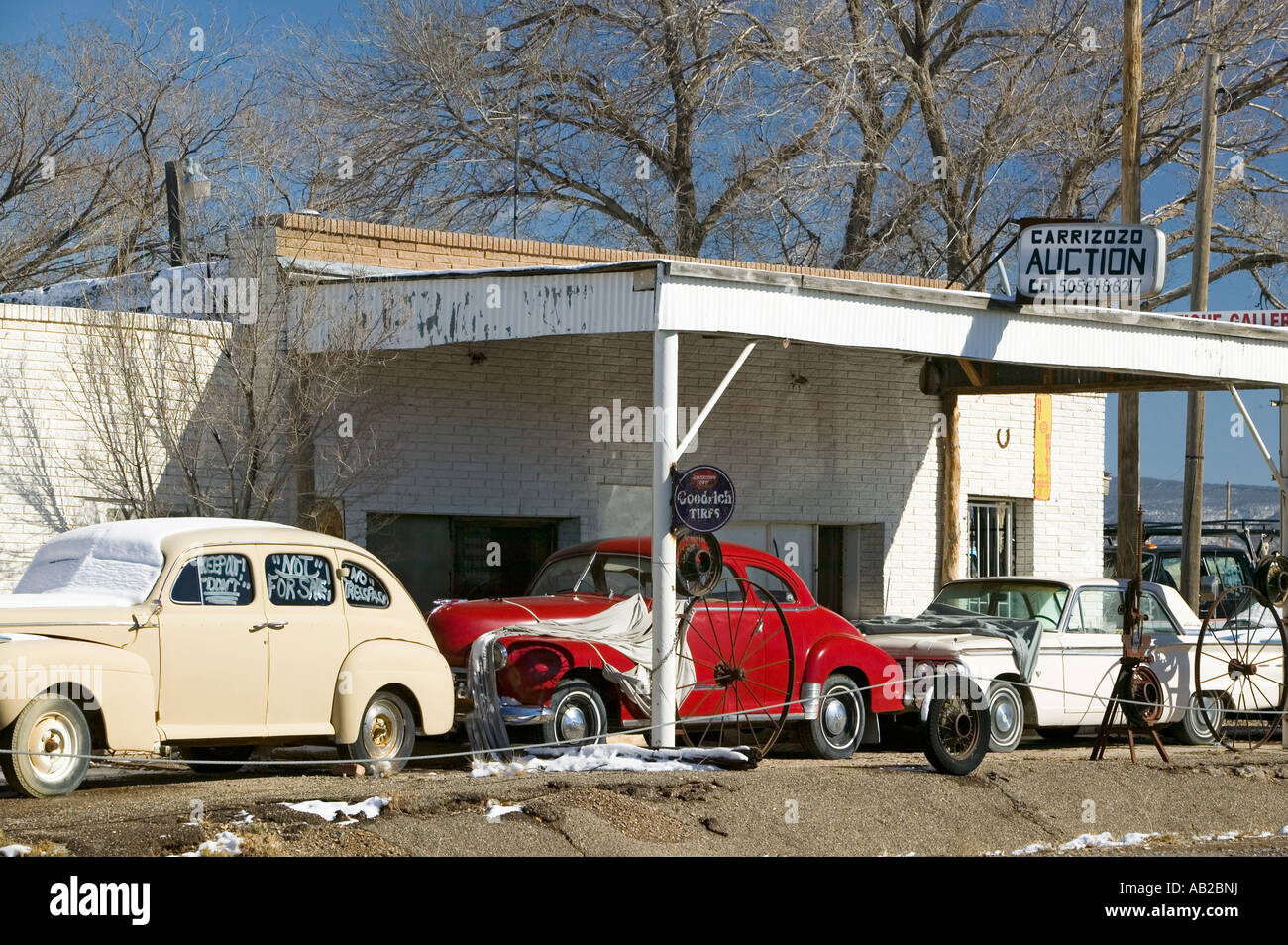 Antique cars on roadside on Route 54 Carrizozo southern New Mexico