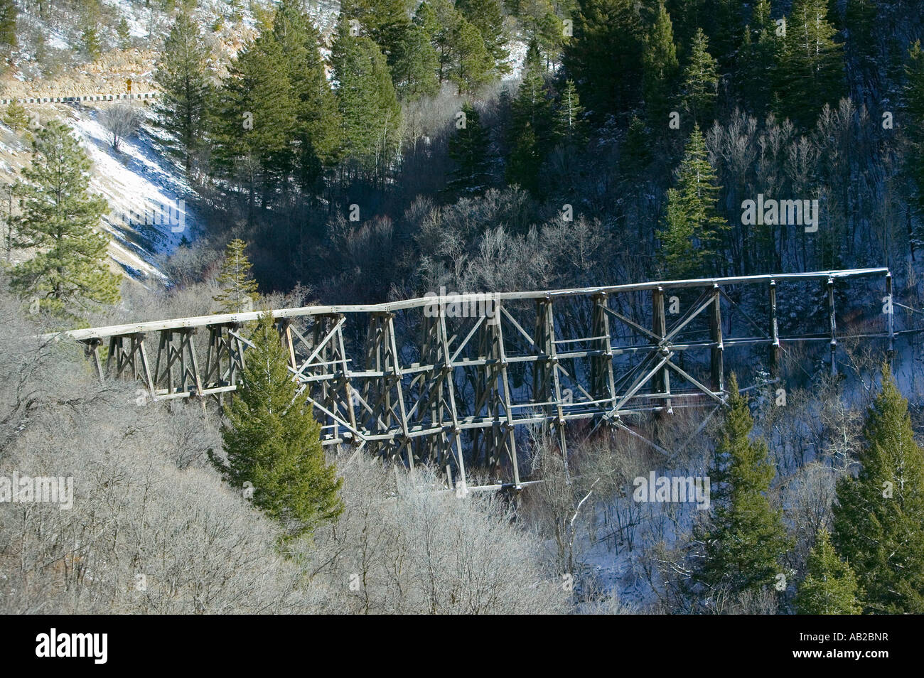Old wooden trellis for mining in Southern New Mexico Stock Photo