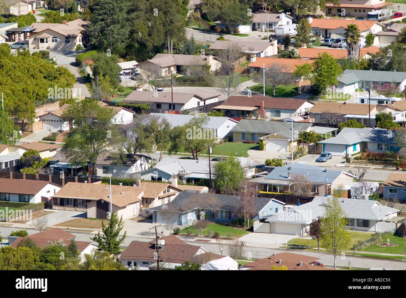 Aerial view of homes in subdivision in Oak View Ventura County